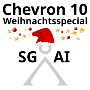 Chevron 10 Logo mit dem Schriftzug "SG AI" und weihnachtlicher Dekoration